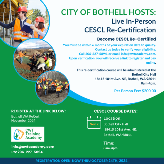 Nov 7, 2024 WA CESCL Re-Cert - Bothell (Live CESCL Class)