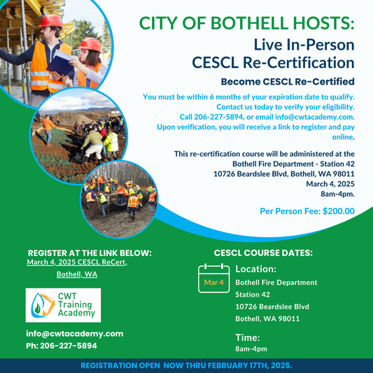 Mar 4, 2025 WA CESCL Re-Cert - Bothell (Live CESCL Class)